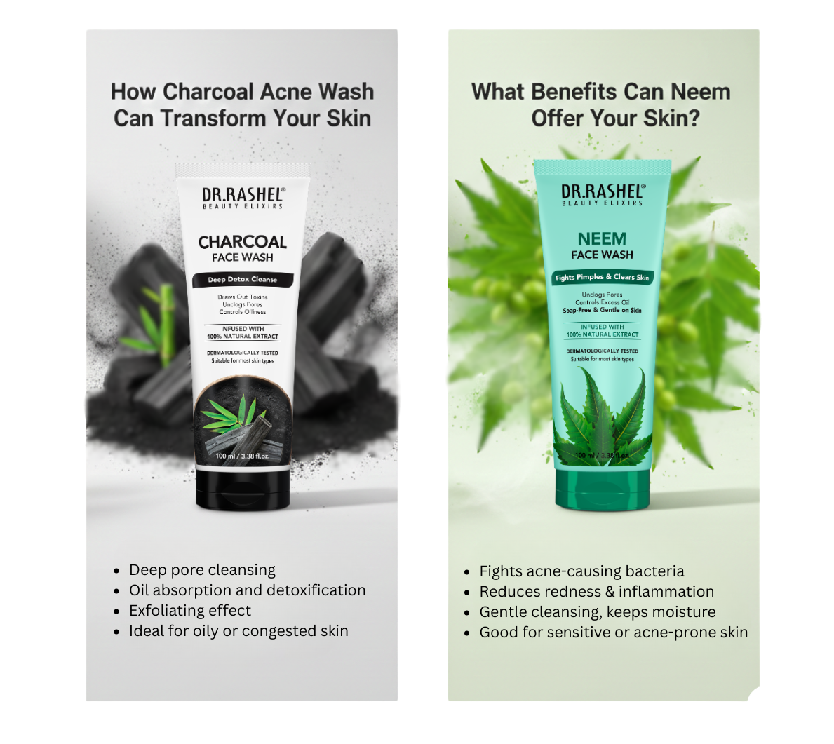 Charcoal Acne Face Wash vs Neem Acne Face Wash